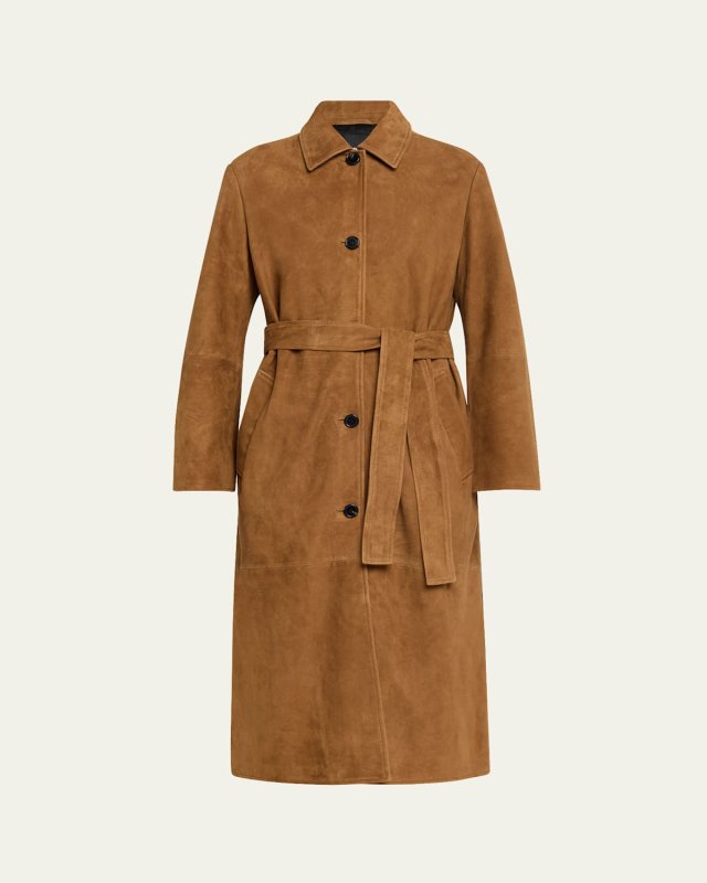 Belted Suede Trench Coat